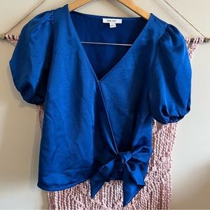 Blue Wrap Top